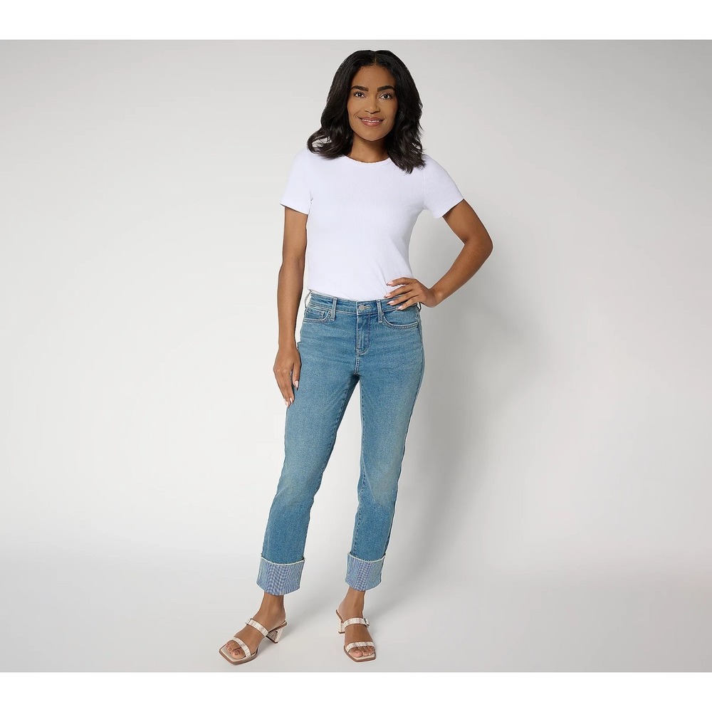 NYDJ‎ Sheri Slim Ankle Jean with Cuff Costa Brava, reg 12   #509T